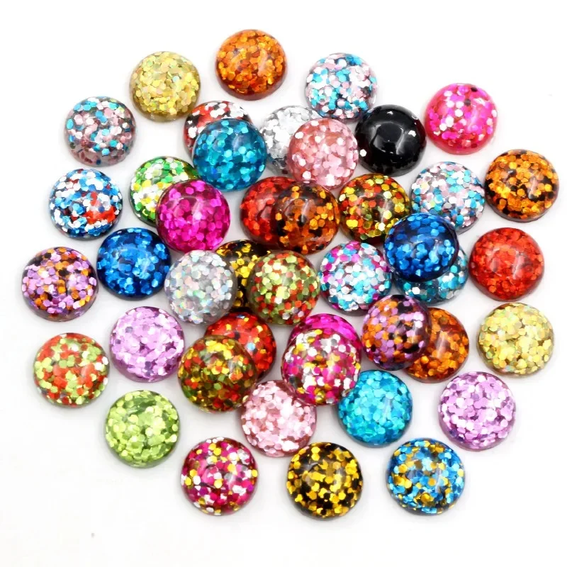 Nowa moda 40 szt. 8mm 10mm 12mm Mix kolory płaskie plecy żywiczne kaboszony kamea kopuła DIY biżuteria akcesoria akcesoria — zdjęcie 2