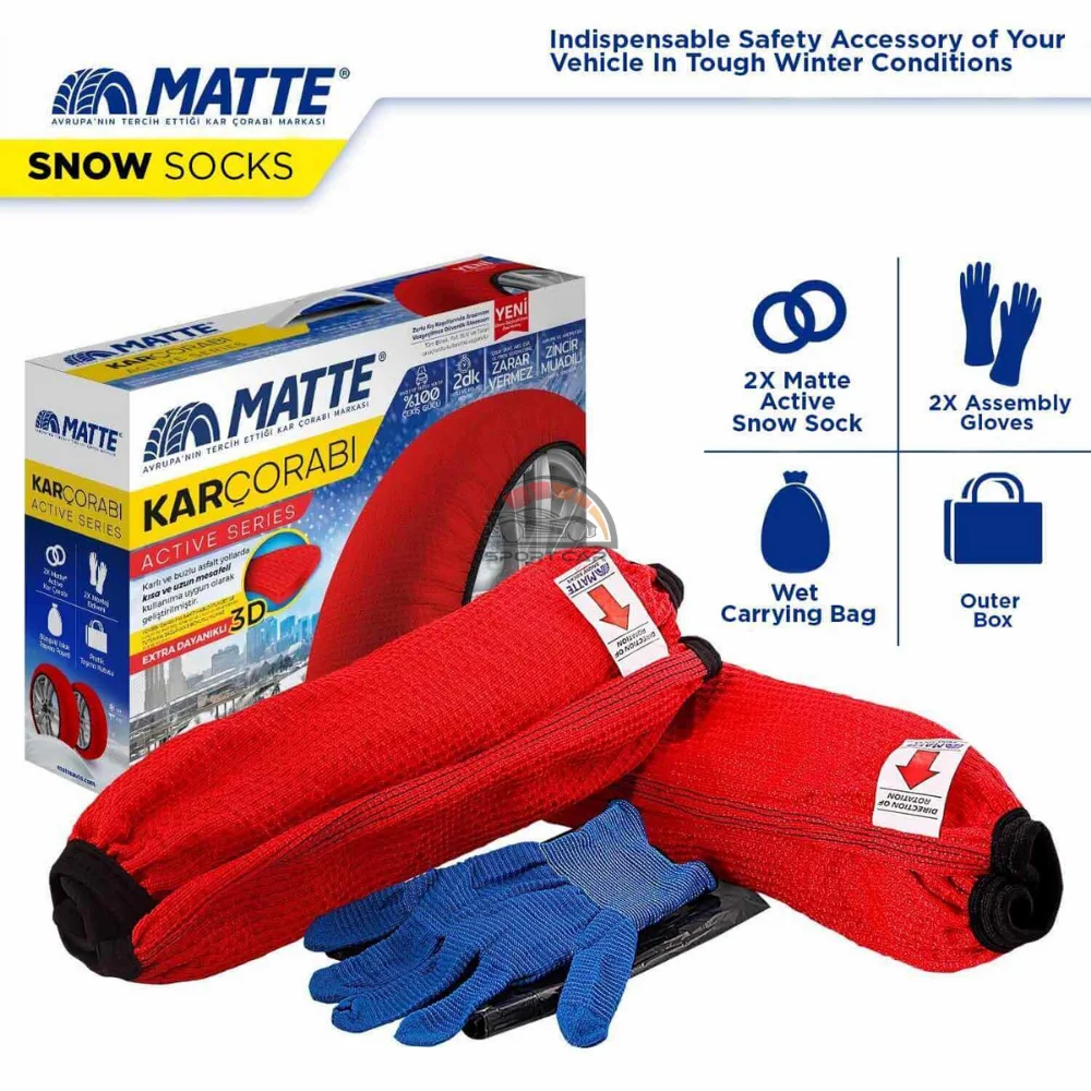 MATTE Winter Car Tire Snow Socks-Active Series For Winter Easy Grip (Textile Snow Chain-For Safe Driving On Snowy And Icy Road)