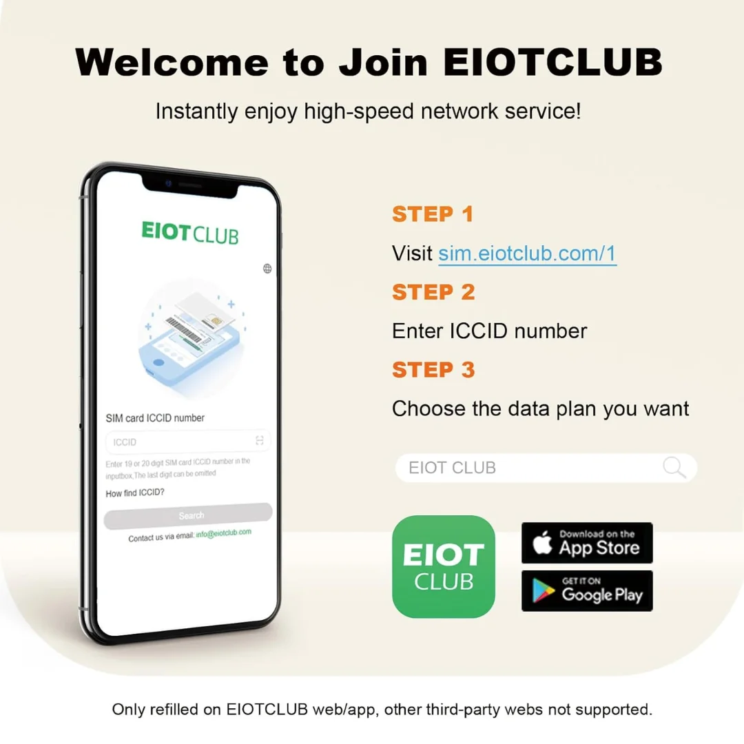 EIOTCLUB USA 선불 SIM 카드, 300MB 30 일, AT & T 및 T-모바일 네트워크 지원, 고속 5G/4G LTE 커버리지, 데이터 전용 SIM