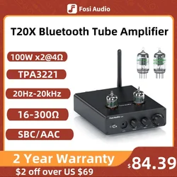 Fosi Audio-amplificador de tubo de vacío T20X, 100W, Bluetooth, AMPLIFICADOR DE POTENCIA ESTÉREO, TPA3221, auriculares para altavoces de cine en casa