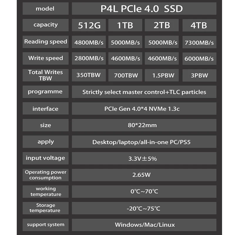 Ps5 pcie 4.0 nvme m2 ssd M.2 2280高速ソリッドステートドライブのラップトップ錠デスクトップ2テラバイトssd