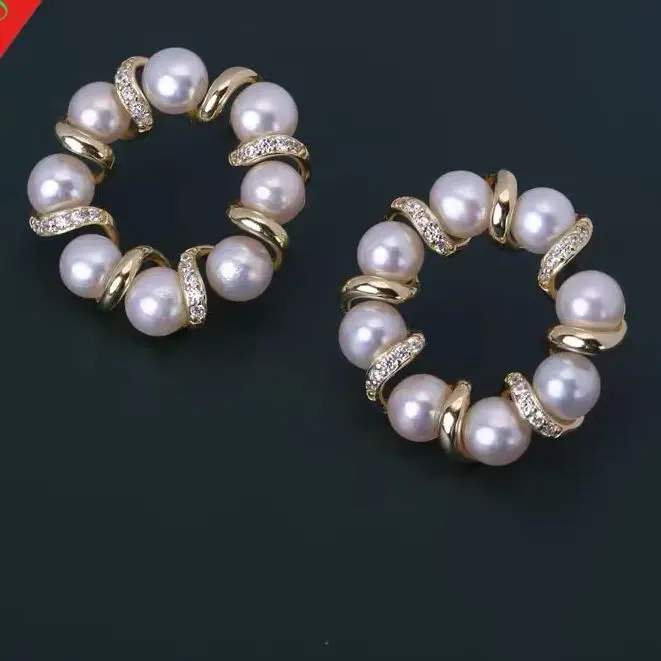 MADALENA SARARA S925 Sterling Silver Wreath Shape Women Earrings With Freshwater Pearl