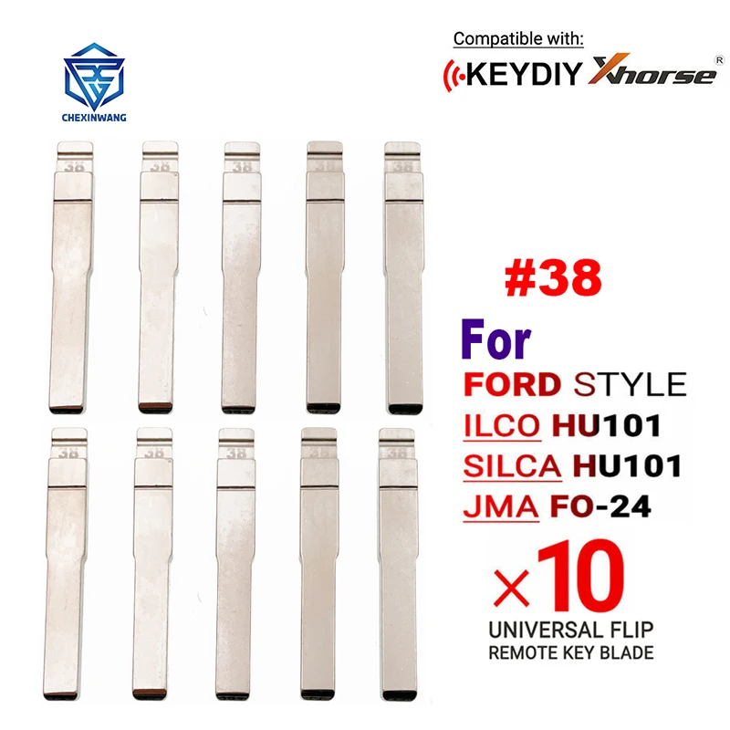 

10Pcs #38 HU101 Folding Flip Uncut Car Key Blade For Ford Focus MK3 Mondeo Explorer Kuga Fiesta for KD KEYDIY VVDI Xhorse Remote