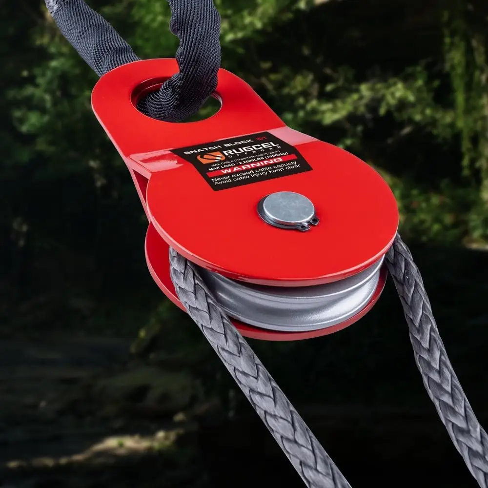 RUGCEL WINCH 10T Heavy Duty Recovery Winch Snatch Block, 22000lb Capacity,Towing Pulley Blocks,Heavy Duty Offroad Recovery Acces