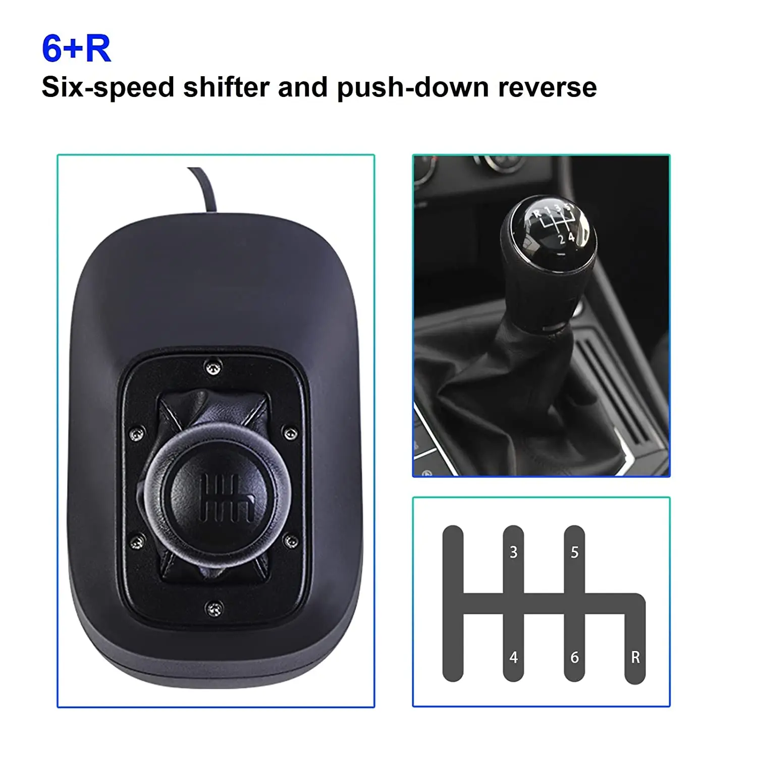 DOYO PC Gaming Steering Wheel H Shifter PC, H Gears USB Simulator for Logitech G29 G27 G25 G920 Thrustmaster T300RS/GT