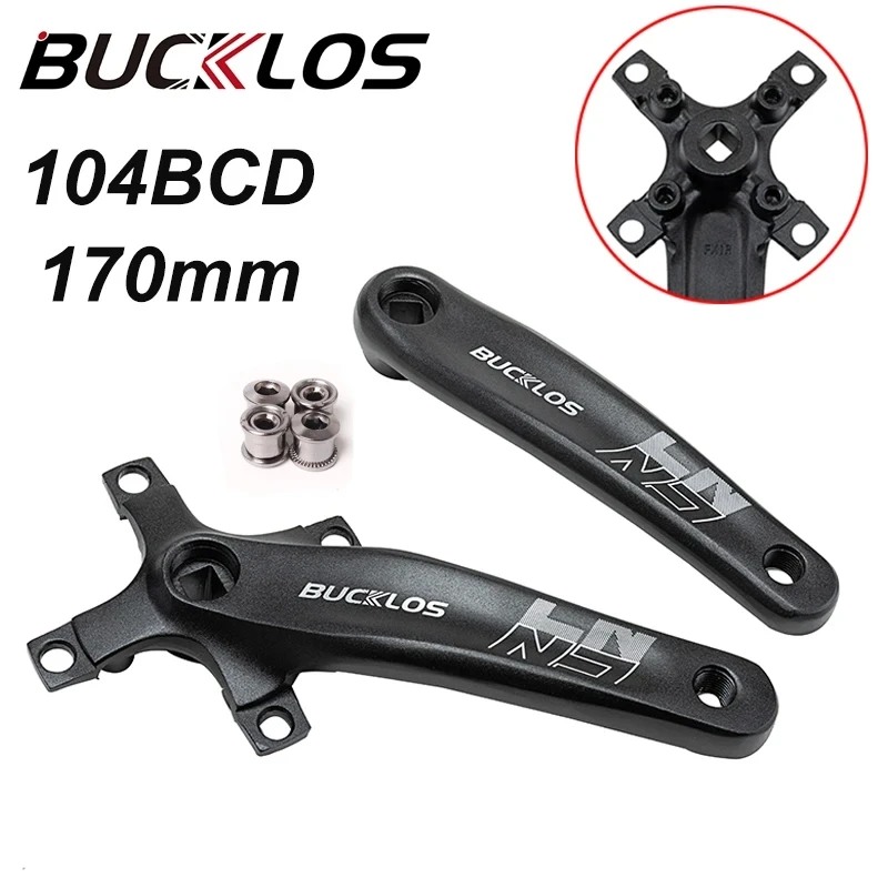 BUCKLOS 104BCD MTB Crank Aluminum Alloy 170mm Bicycle Crank Ultralight 8/9/10/11 Speed Bike Cranks Arm Crankset Part