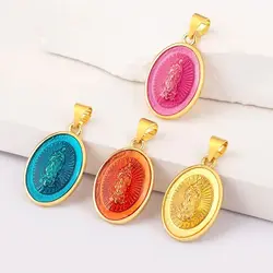 Retro Elliptical Shape Pendant For DIY Necklace Women Virgin Mary Believer Charm Jewelry Making Findings Supplies Accessories