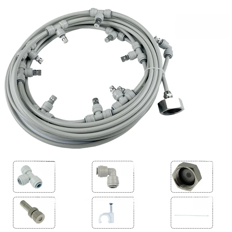 Zestaw do natryskiwania wody 6-18M mokra mgła nebulizator ogrodowy zewnętrzny system zamgławiania mgła wodna do nawilżania szklarni chłodzenie patio — zdjęcie 2