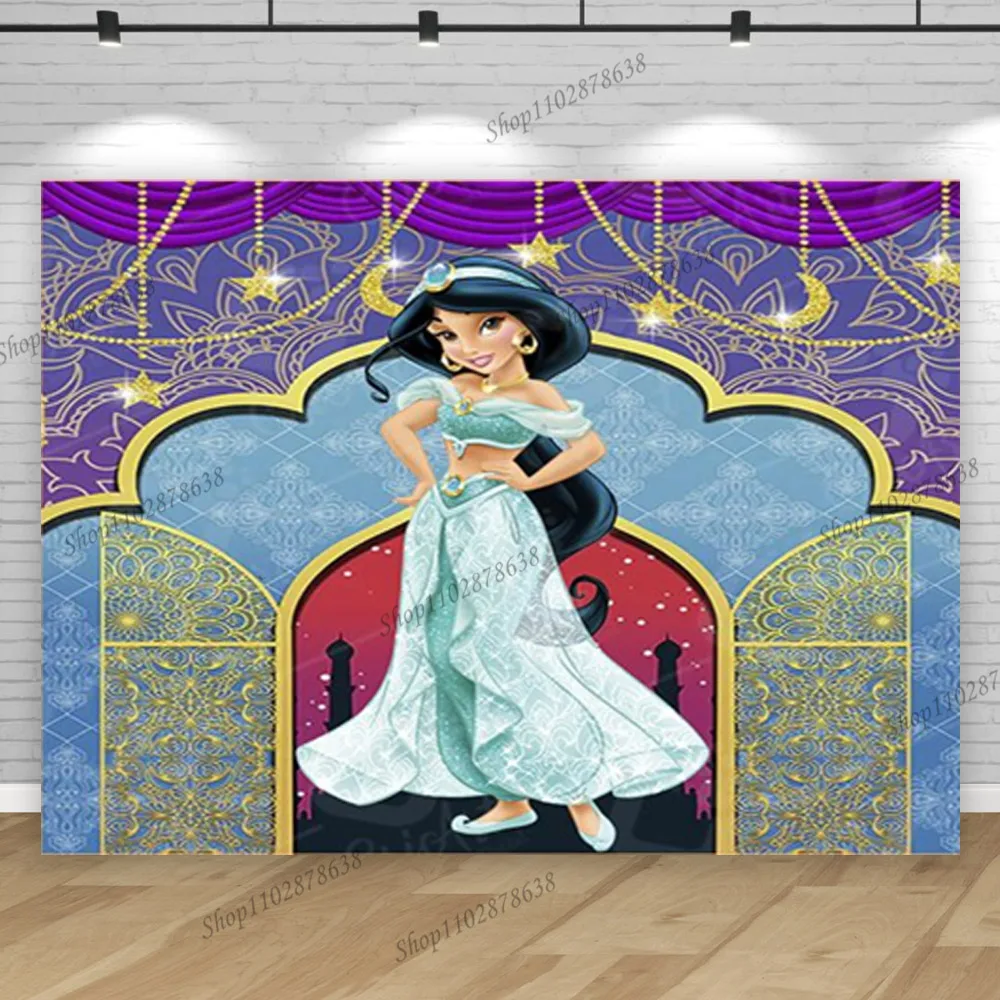 Aladdin Jasmine Backdrop Photography Princess Girl First Arabian Birthday Party Background Rajah Nights Gold Palace Castle Photo