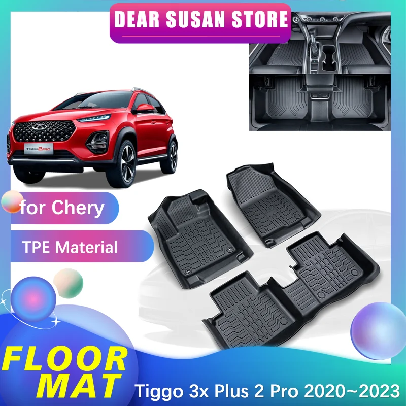 

Car Floor Mat for Chery Tiggo 3x Plus 2 Pro DR3 2020~2023 Part Foot TPE Liner Interior Carpet Pad Custom Cover Rug Accessories