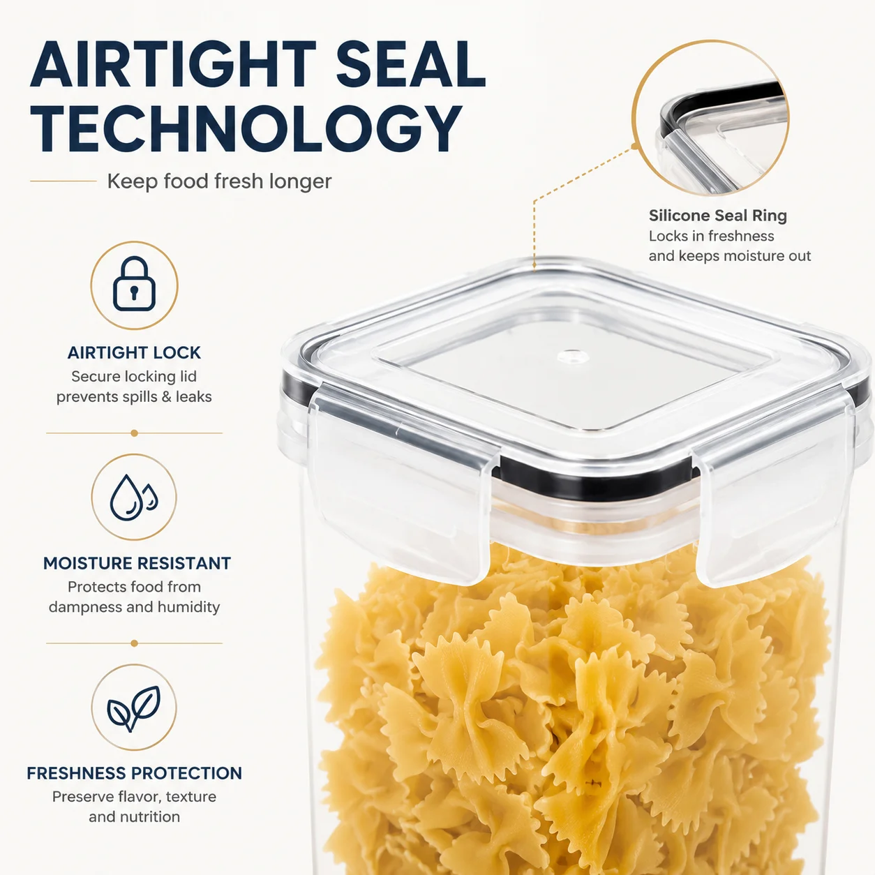 24pcs Airtight Food Storage Containers Set with Labels, Stackable Kitchen Organizer Boxes for Flour, Grains, Pasta, Coffee Beans & Spices