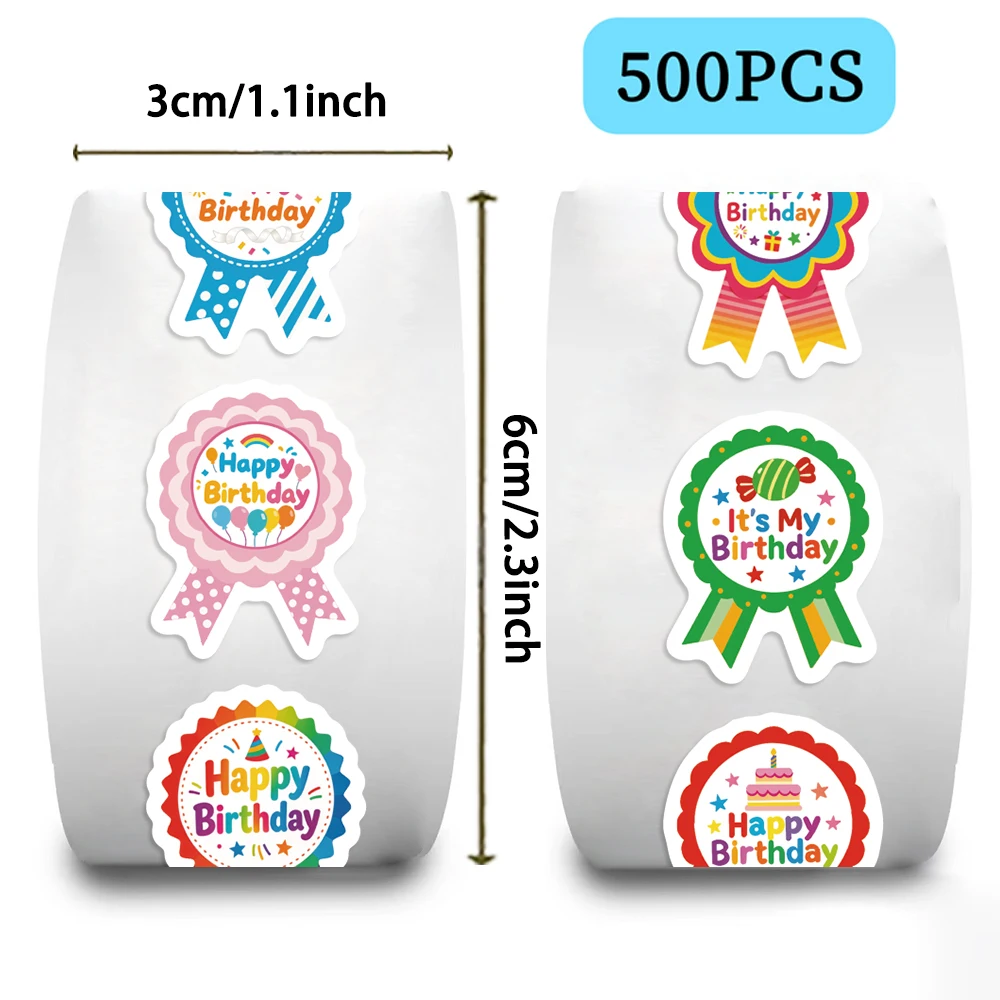 500pcs Labels Happy Birthday Sticker Candy Bag Flower Cake Boxes Gift Packaging Wedding Grateful Decorative Seal Stickers