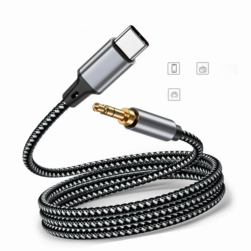1m 1,5m 2m USB Typ C auf 3,5mm Klinke AUX Kabel DAC USB-C Audio Adapter für Telefon Kopfhörer Auto HIFI Stereo Sound Audio Stecker