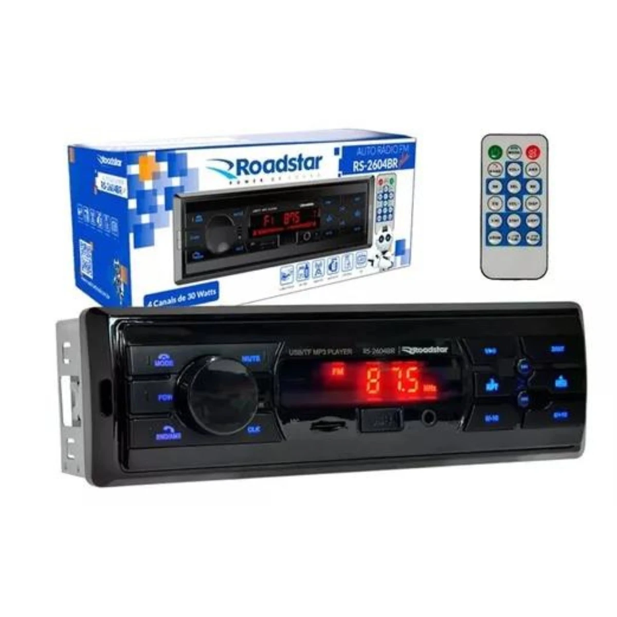 Auto Rádio Roadstar Rs-2604br Plus Usb Sd Bt 4 Saída Rca