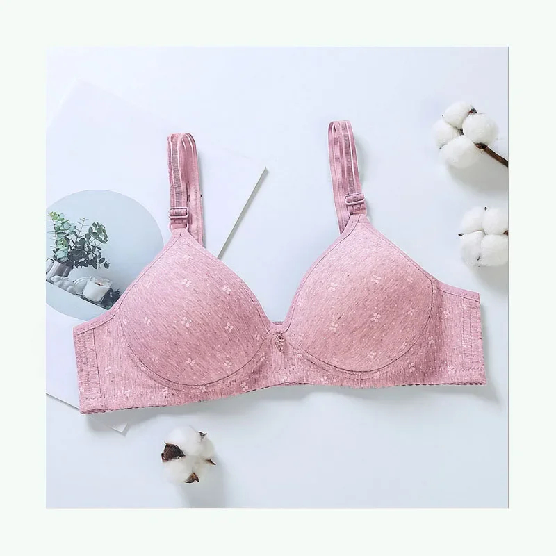 Drukuj kwiatowy koronkowy biustonosz sexy push up bawełniany miękki biustonosz solidny biustonosz A B dla kobiet duży biust 75 80 85 90 95 100 vs bh topy C09 — zdjęcie 2