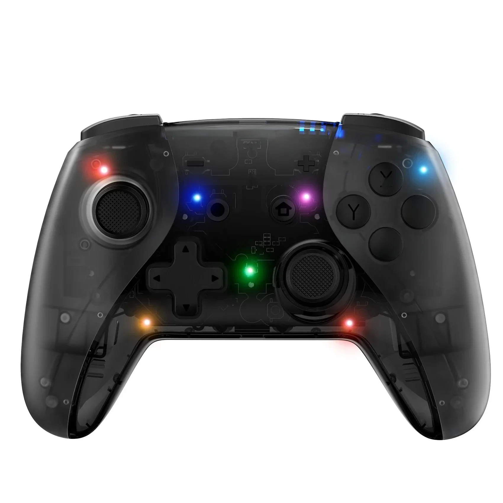 LinYuvo manette de jeu sans fil pour Switch/Lite/OLED, Gyroscope 6 axes intégré, double Vibration, lumières LED et Turbo, Joystick en métal KS36