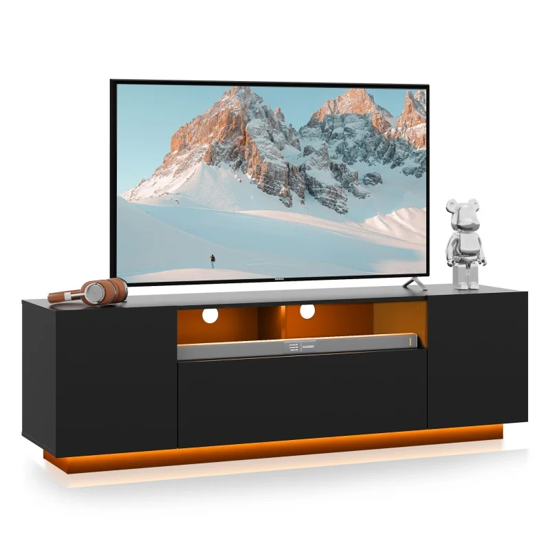 GALAXHERO Supporto TV per TV da 65 pollici Centro di intrattenimento con armadio portaoggetti Console TV moderna per soggiorno con ampio spazio di archiviazione