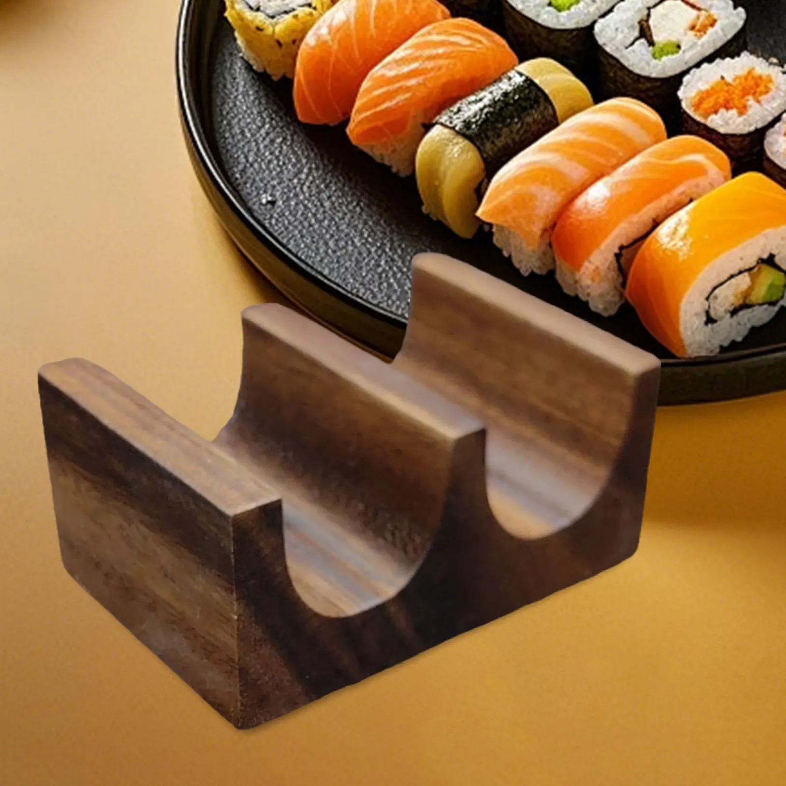 Wooden Tacos Holder Sushi Display Divider Decorative Serving Dish Taco Rack Walnut Wooden Sushi Tray Serving