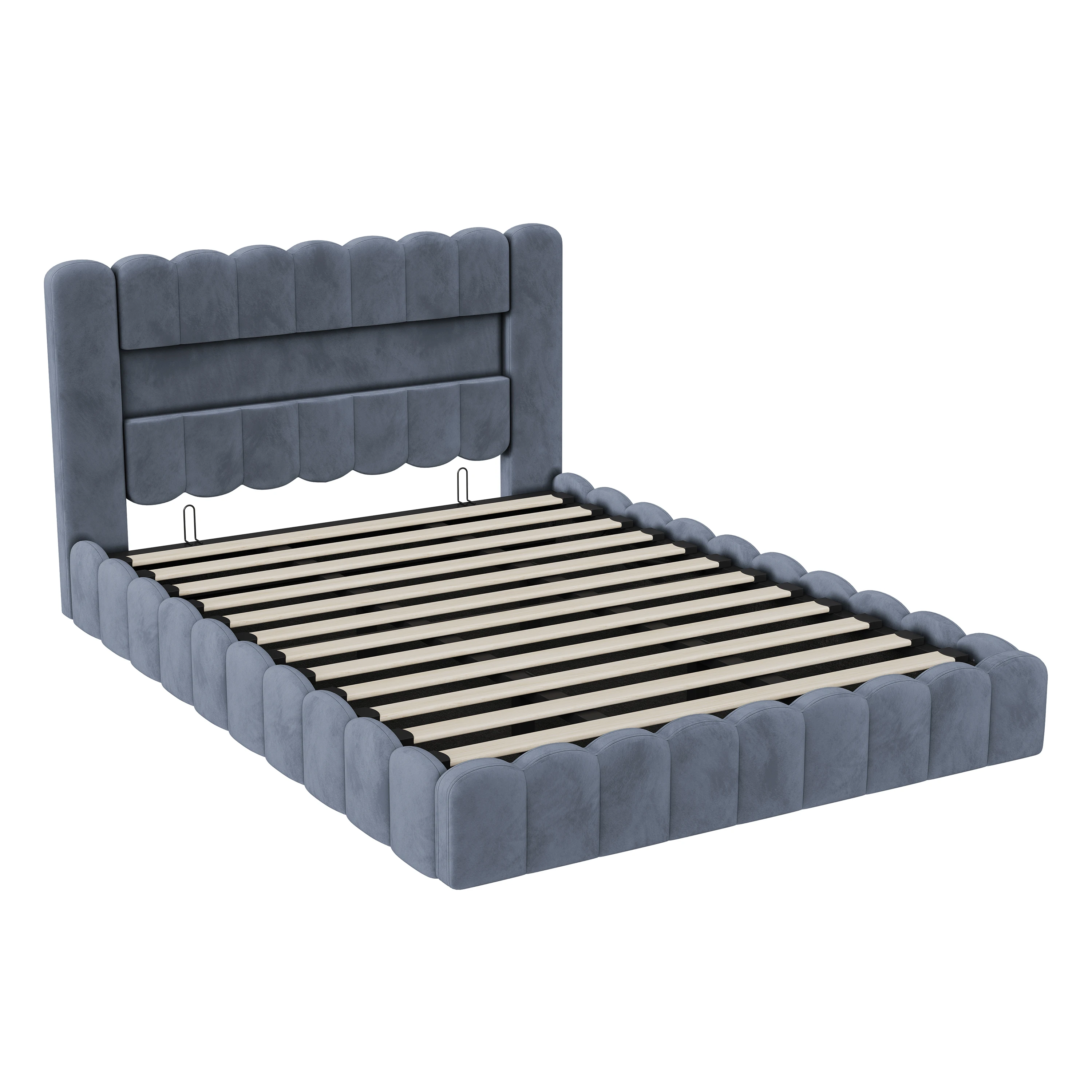 Polsterbett 180x200 cm, Bubble Bett Doppelbett mit hydraulischem Stauraum, Stauraumbett mit Bettkasten, Boxspringbett mit Lattenrost, Jugendbett Hellgrau, modernes Schlafzimmerbett platzsparend stabil