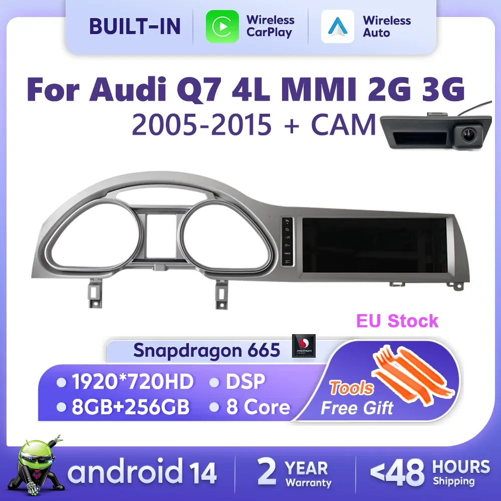 Android 14 Auto Car Radio Carplay Automotive Multimedia Screen For Audi Q7 4L 2005-2015 MMI 2G 3G GPS Navi with Rear Camera DSP