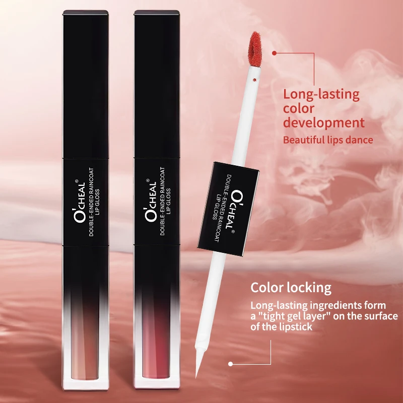 Ocheal Dubbele Kop Matte Vloeibare Lippenstift Waterdichte Langdurige Make-Up Lippenbalsem Verminderen Fijne Lijntjes Lipgloss Cosmetica