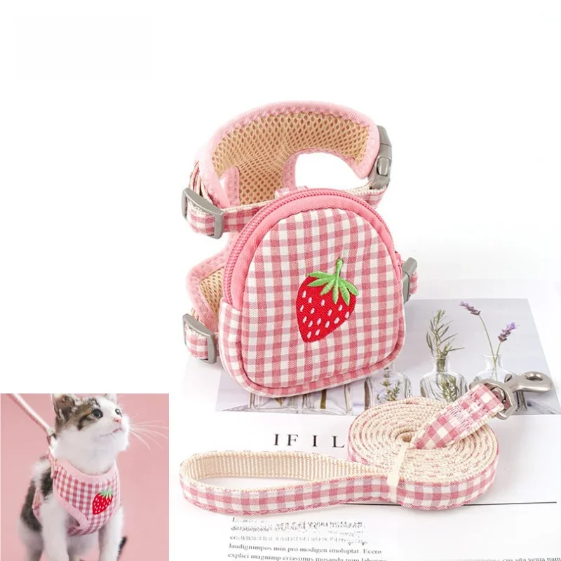 Uprząż dla kota z plecakiem Zapobiegaj łamaniu Oddychający pasek na klatkę piersiową Zestaw lin do ciągnięcia dla zwierząt Teddy Mini Dog Walking Pet Supplies — zdjęcie 2