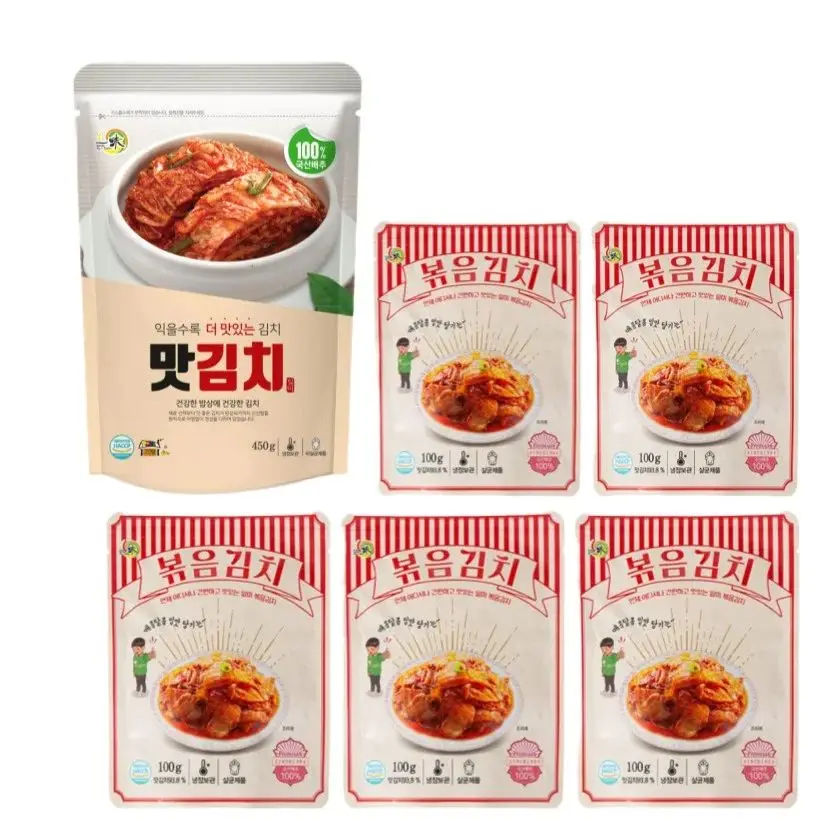 Japanese-American flavored kimchi 80g(4 packs) + stir-fried kimchi 100g(4 packs)-Travel camping side dish lunch