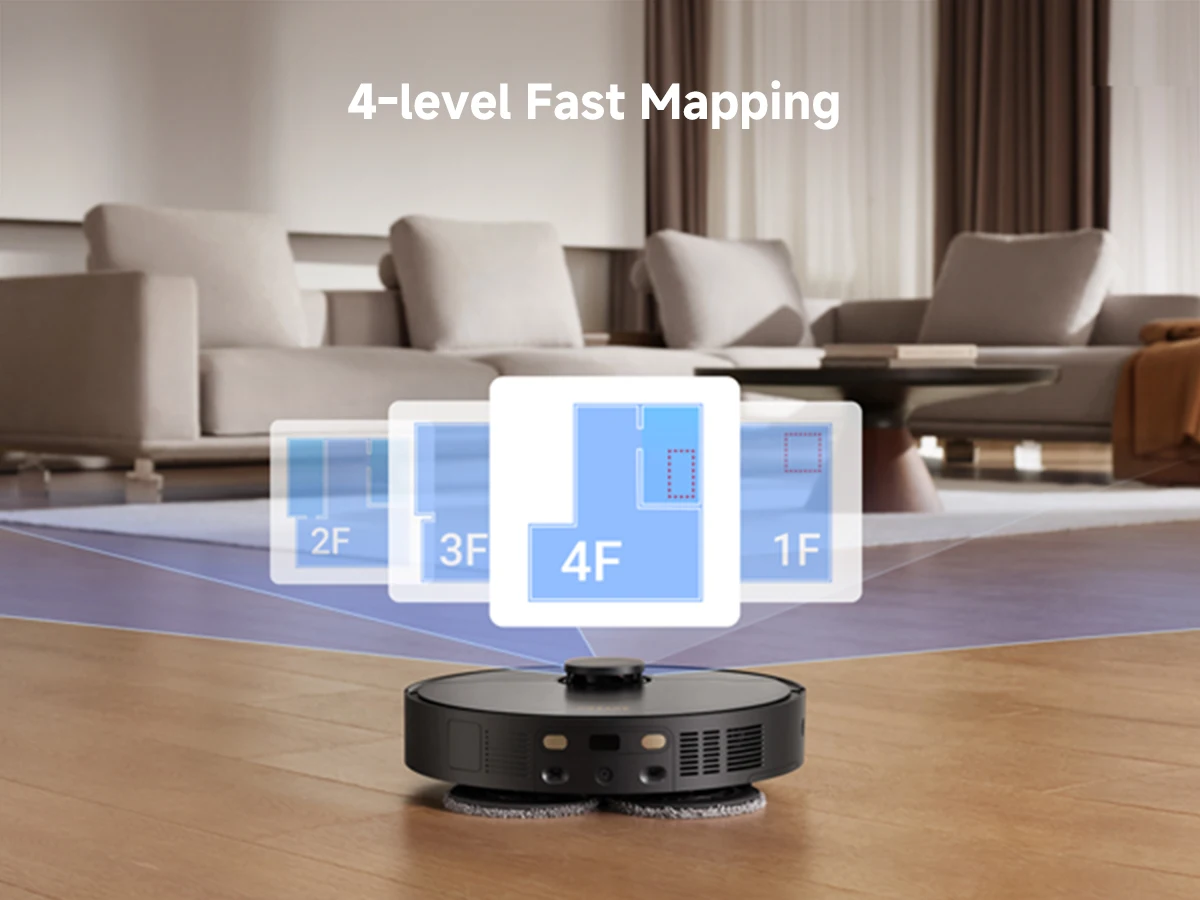 Refurbished DREAME Govac 508 Robotic Vacuum with Removable & Liftable Mop, 12,000Pa Suction, Side Brush Extensive Cleaning, 158°F Mop & Washboard Self Cleaning, Auto-Empty, Auto Refill, liftable Brushes