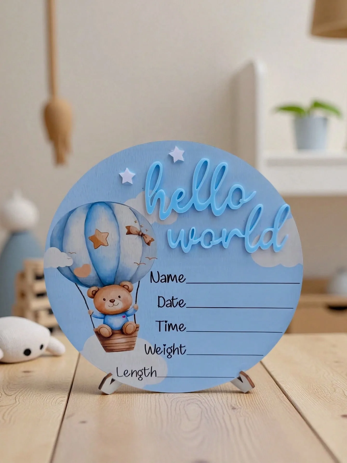 Baby Bear Hot Air Balloon Memorial Plaque Newborn Photography Prop Popular Gift for Expectant Mothers And New Families - view 5