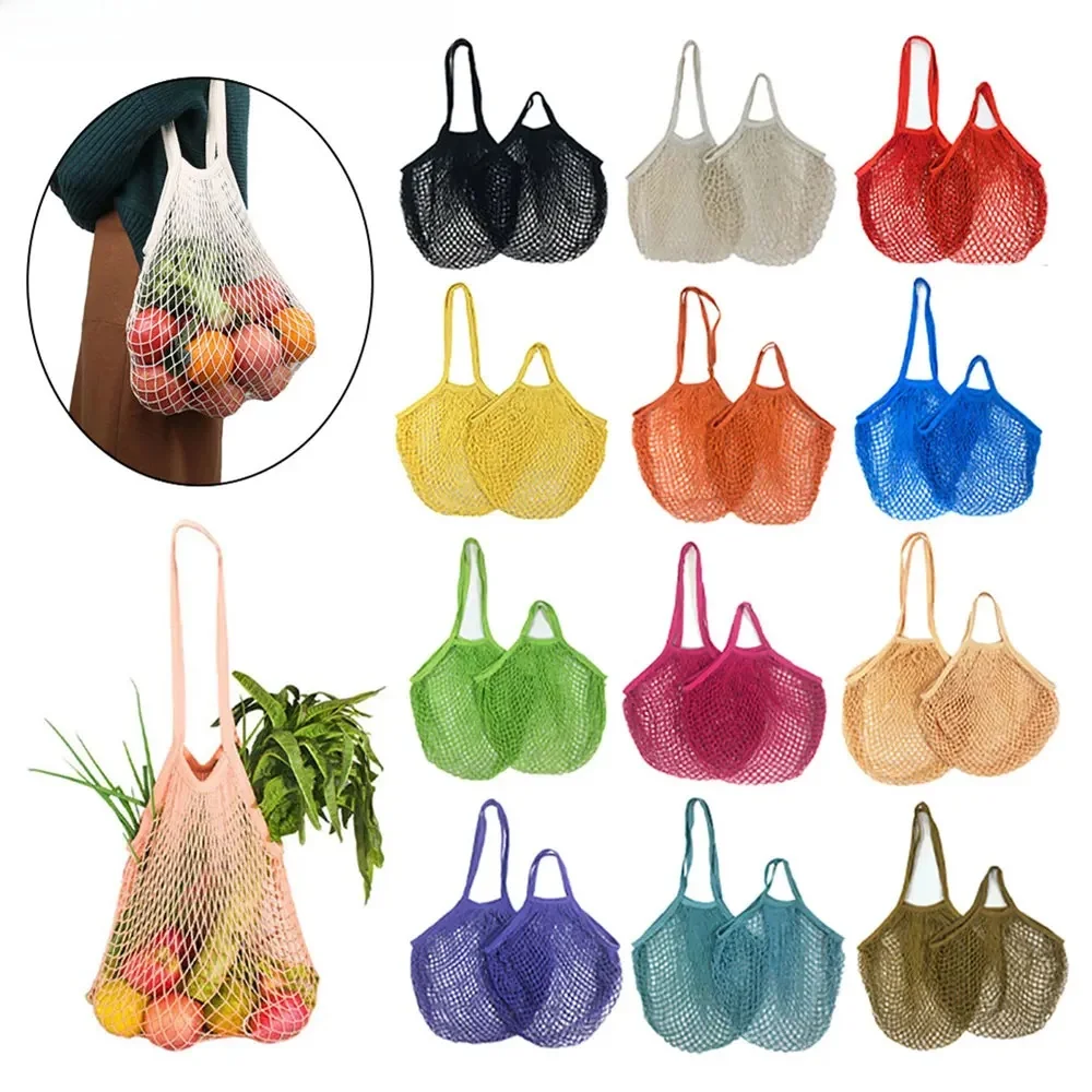 Silicone World 1PC Portable réutilisable épicerie maille sac coton Shopping maille sacs poche épaule dos fruits légumes Net sac