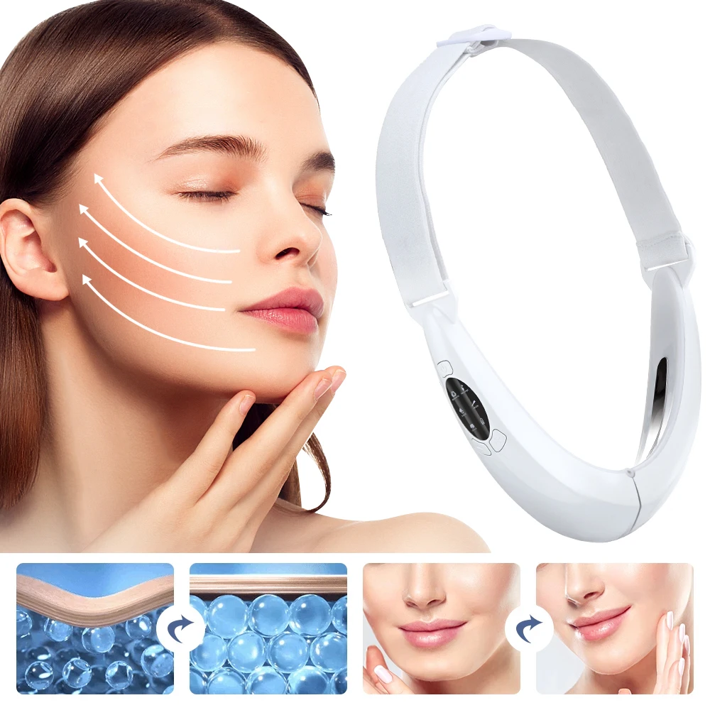 Face Lifter V-Line Up Face Lifting Belt 5 Modes LED Photon Therapy Face Slimming Vibration Massager Microcurrent V Face Massager