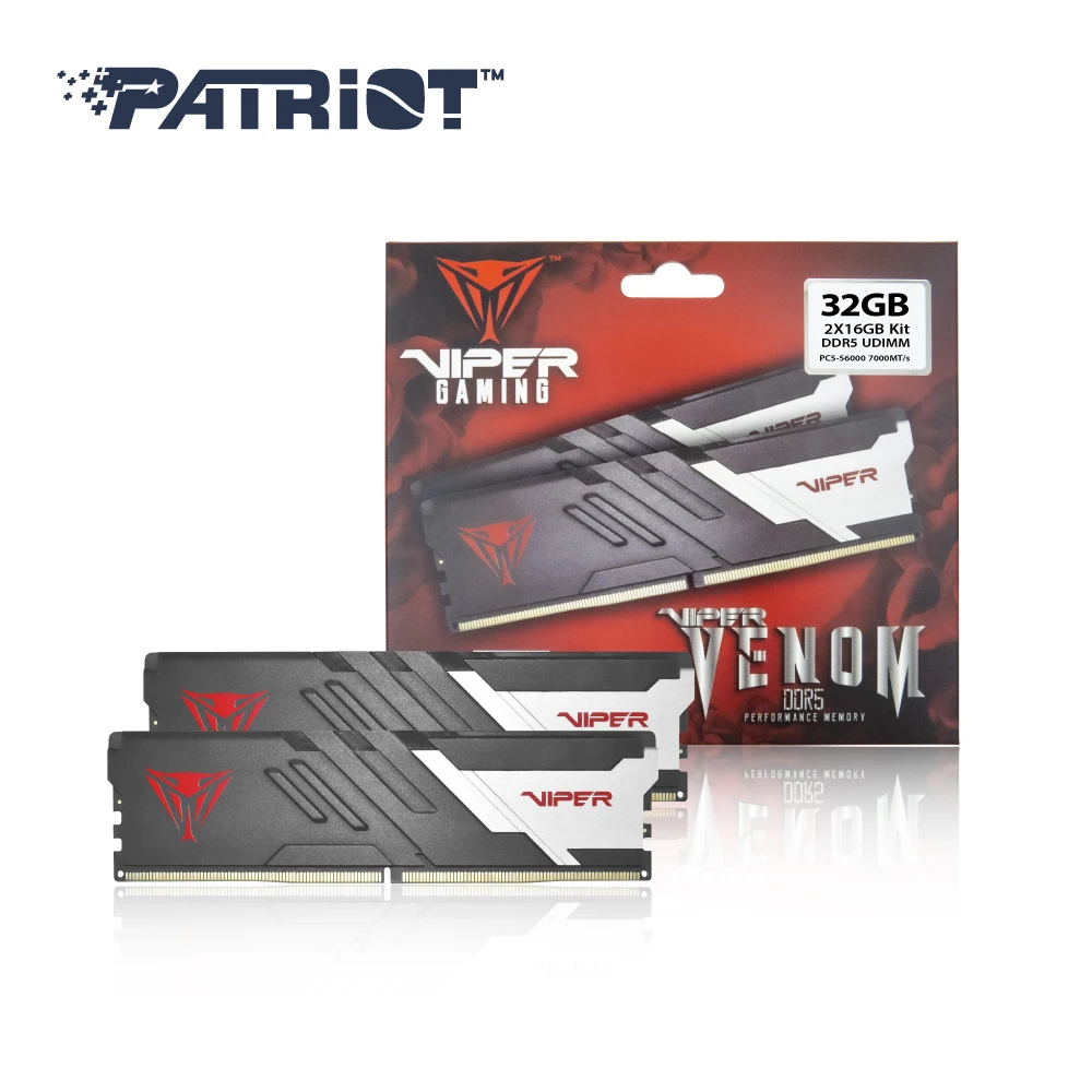 PATRIOT DDR5 32G PC5-56000 CL32 VIPER VENOM 7000MHz (16G * 2) Dual Package FINPO (Hynix Chip-built) DDR5 MEMORY