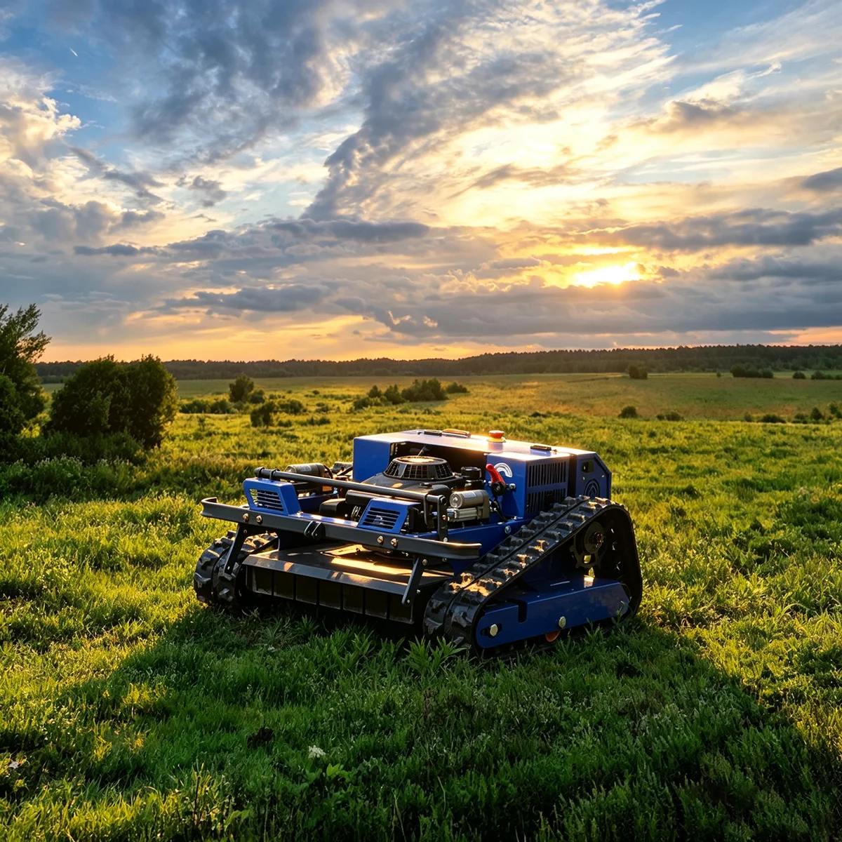 This remote-controlled lawnmower features a brushless motor for electric propulsion and a gasoline engine that drives the blades for direct-drive mowing. It's a powerful and labor-saving tool for mowing, and offers convenient remote control operation.