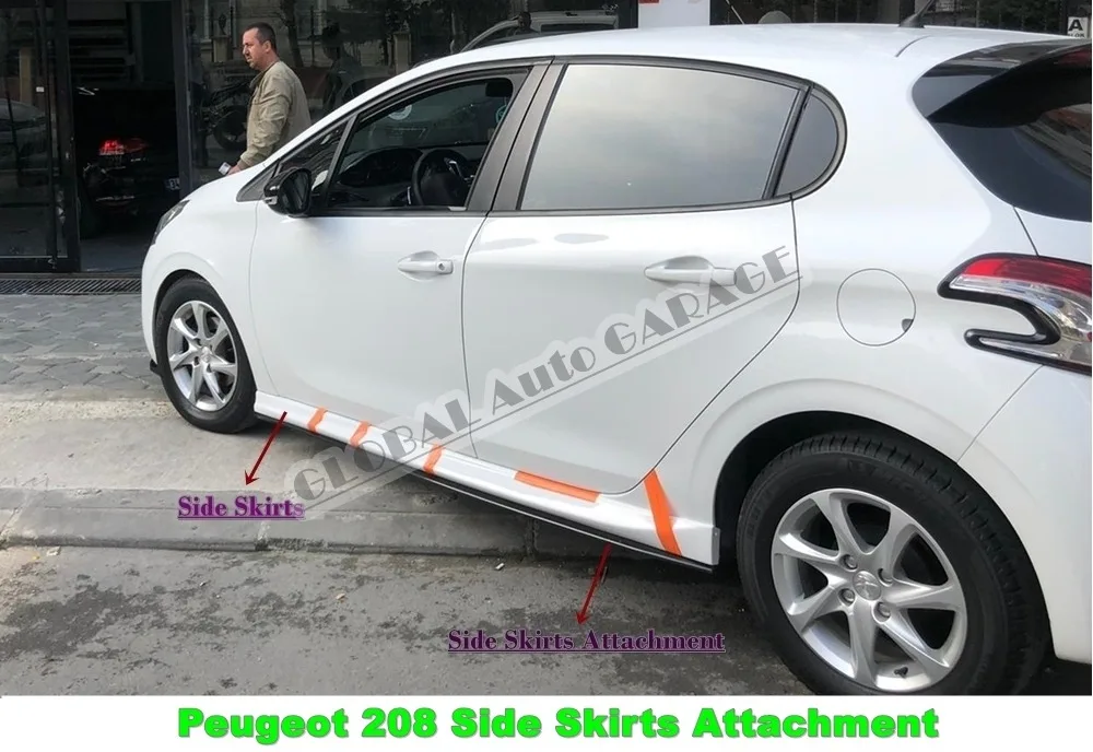 

For Peugeot 208 Side Skirt Attachment 2012-2019 Sill Trim Car Styling Accessory Universal Spoiler Mud Flaps Spilitter Ornament