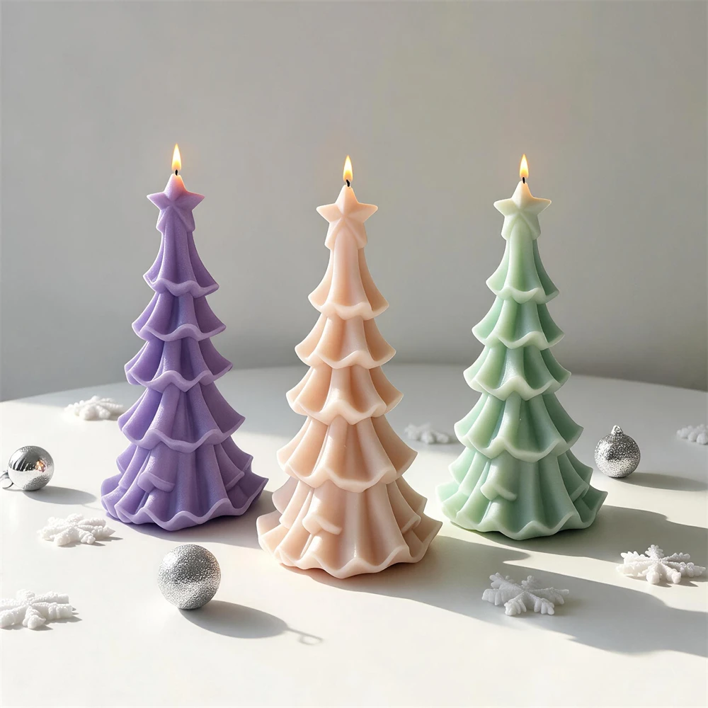 Christmas Tree Silicone Mold Soy Wax Candle Mold Christmas Concrete Resin Casting Mold Christmas Home Decor