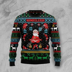 Christmas Ugly Knitted Sweater Xmas Santa Claus Animal Colorful Tattoo Retro Unisex 3DPrint Funny Harajuku Casual Long Sleeves D