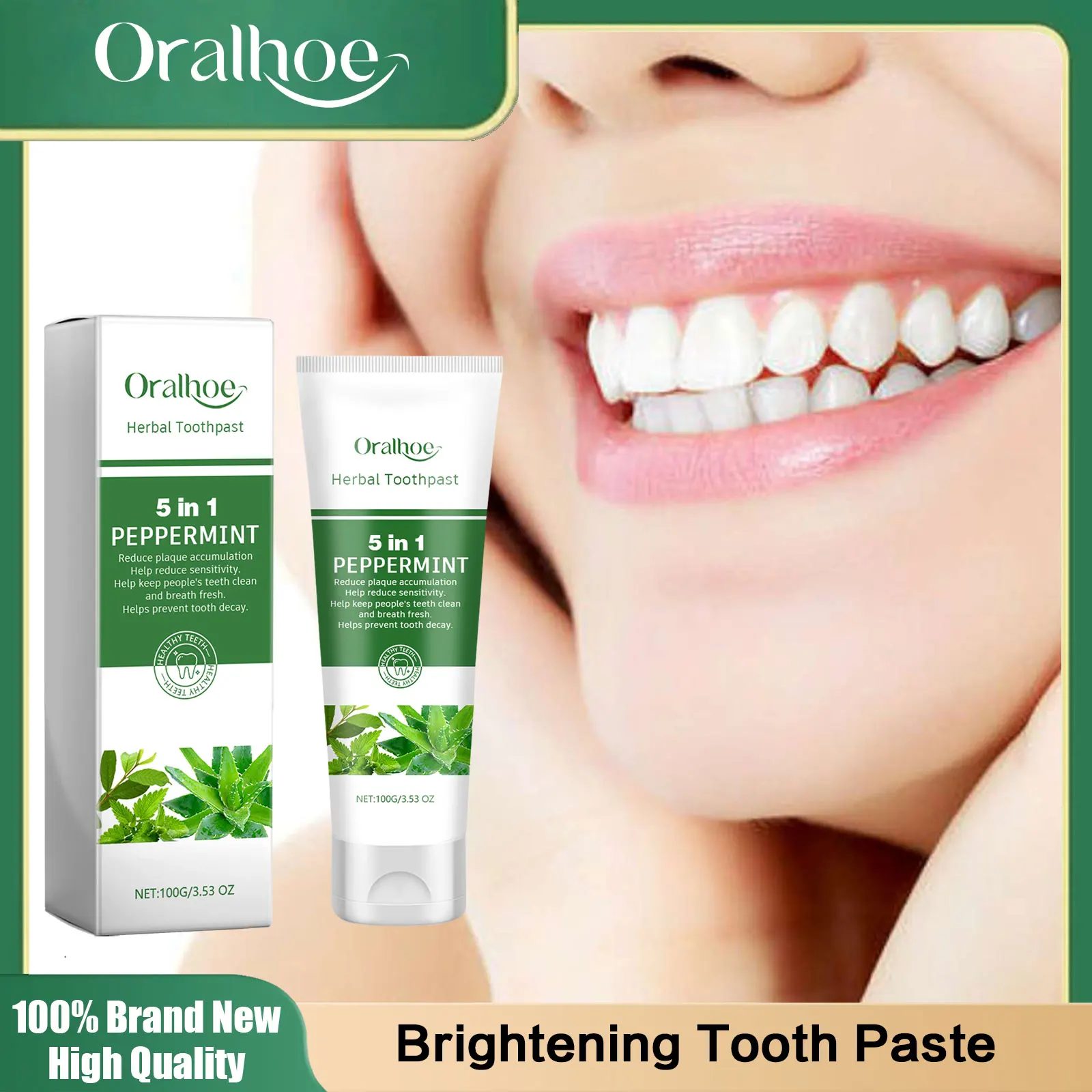 ยาสีฟันสดใสกำจัดคราบฟันเหลืองฟอกฟันขาวทำให้ลมหายใจสดชื่นป้องกันฟันผุเพื่อสุขอนามัยการดูแลฟัน