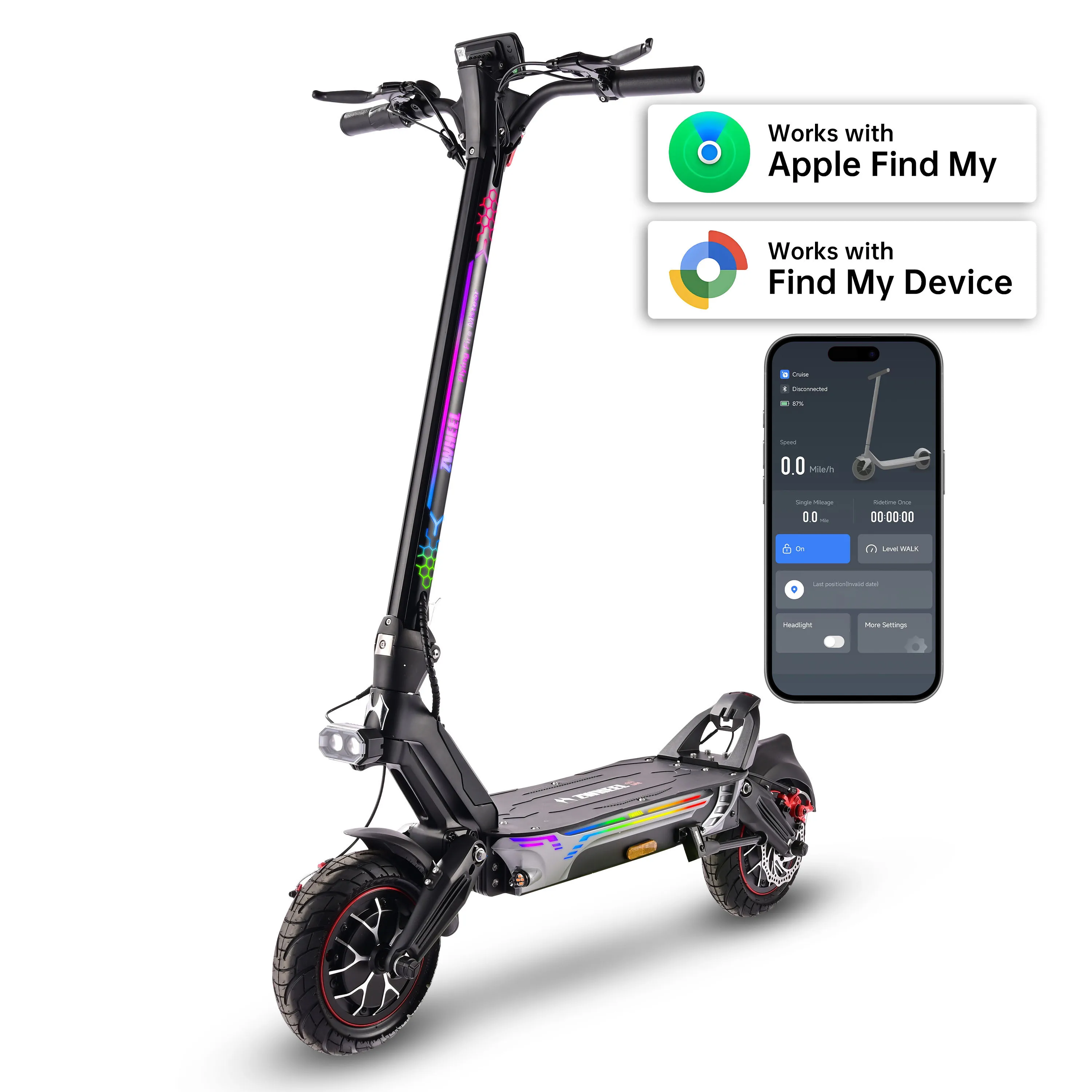

GT1 LITE 4000W Dual Motor Electric Scooter 52V25Ah Battery 42Mph Max Speed 50Miles 11''All-Terrain Off-Road Tire Escooter