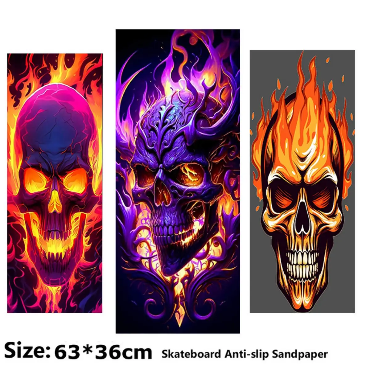 

Purple and Gold Horned Skull Pattern Electric Scooter Anti-slip Sticker Sandpaper Skateboard Grip Tape Sheet 63*36cm