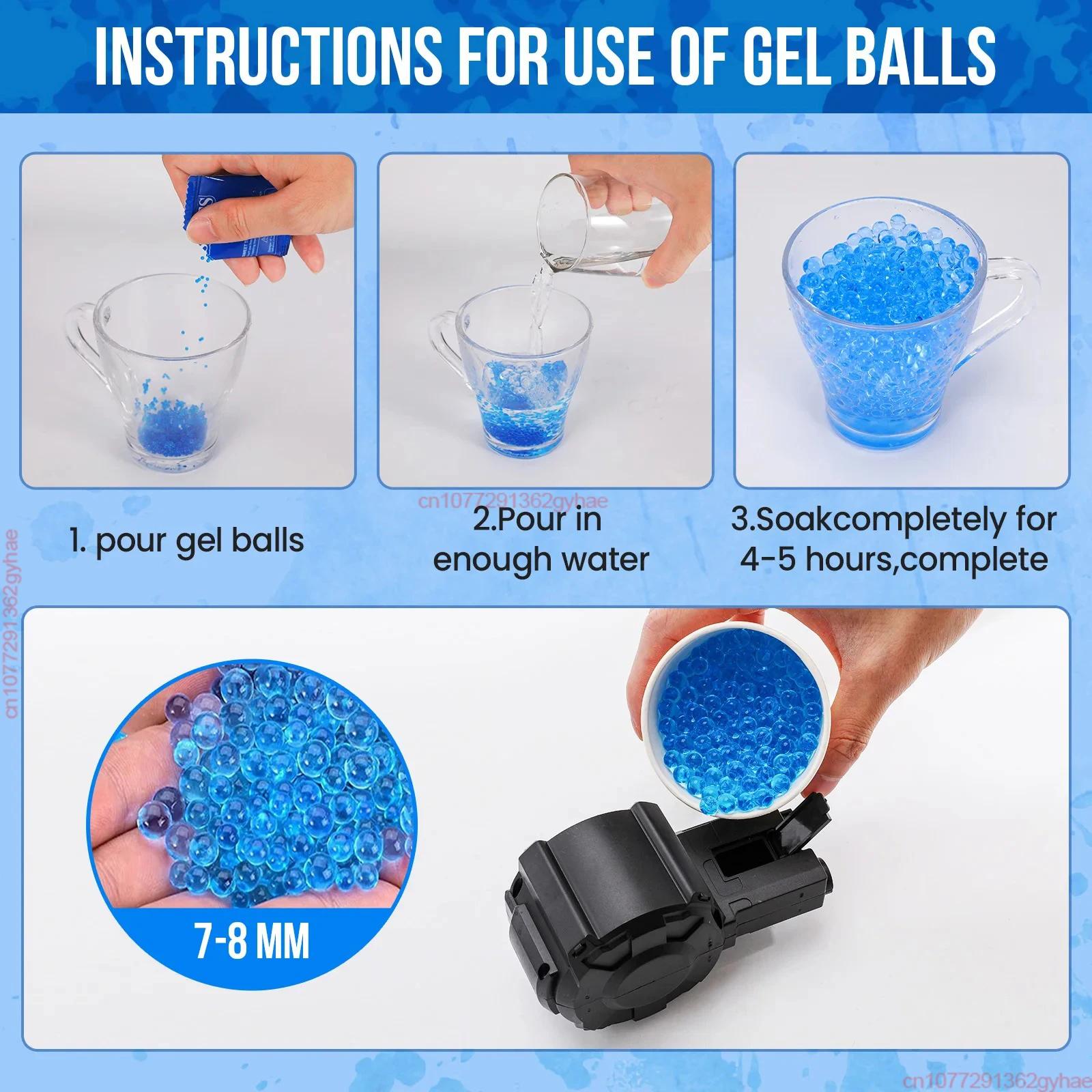 남아 및 여아용 전기 버스트 물 폭탄 장난감 총, 야외 크리스탈 폭탄 장난감 총, 어린이 장난감 선물, M416