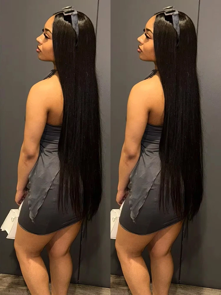 40 46 Inch Bone Straight 13x6 HD Lace Front Wig Brazilian Human Hair 250% Density 7x5 Glueless Lace Pre Plucked For Black Women