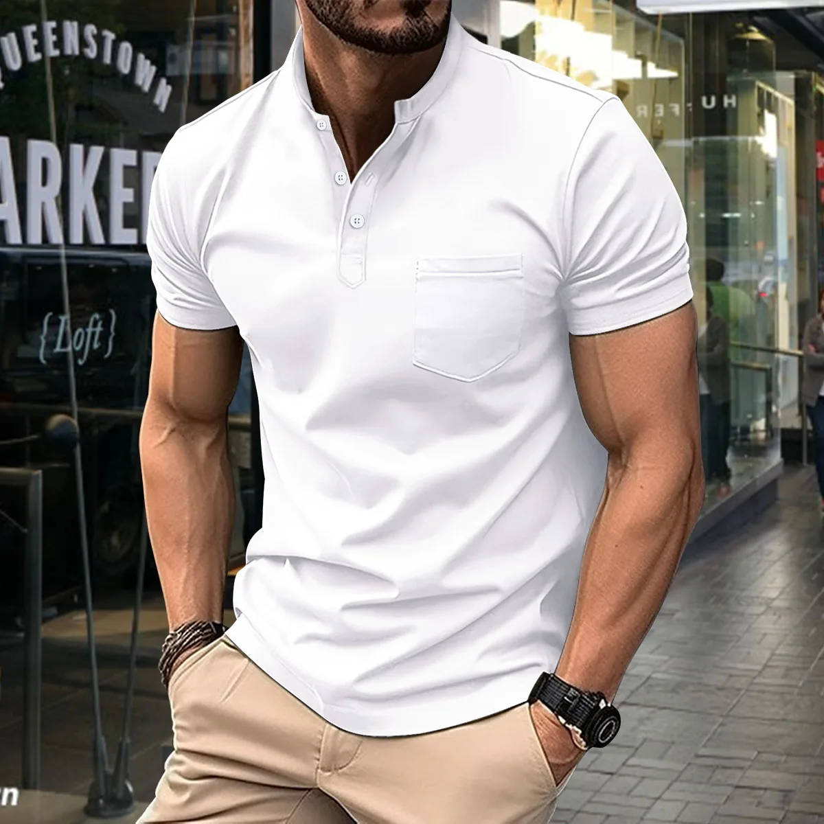 Men\'s high quality short-sleeved polo shirt, high-end casual business T-shirt top European plus-size