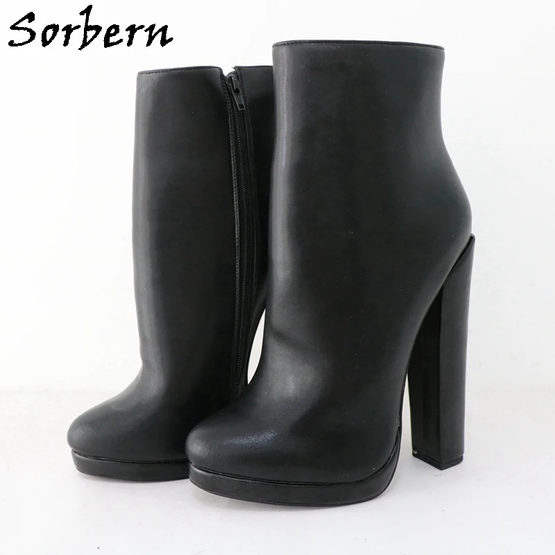 

Sorbern 17Cm Block High Heel Ankle Boots Women Unisex Styles Thin Platform Shoes Winter Style Booties Fetish Arch Shoes Custom