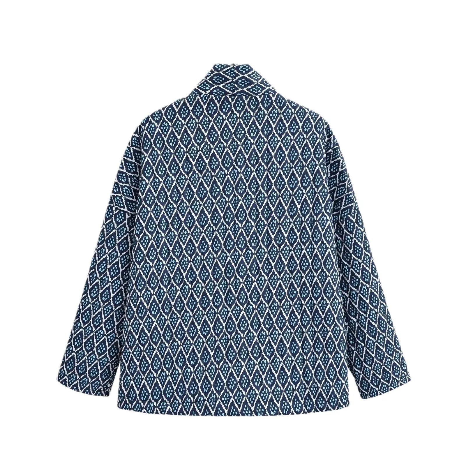 V Neck Printed Coat Regular Fit Streetwear Women Jacket with Long Sleeve No Button Closure Summer Regular Length No Hood