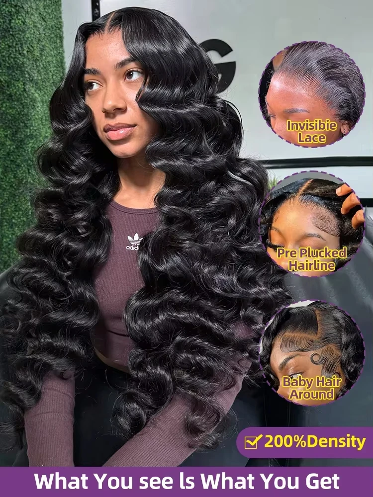 Mossily 300 Density Loose Wave 13x4 HD Lace Front Wig 40 Inch Brazilian Curly Deep Wave 13x6 Lace Frontal Human Hair Wigs Women