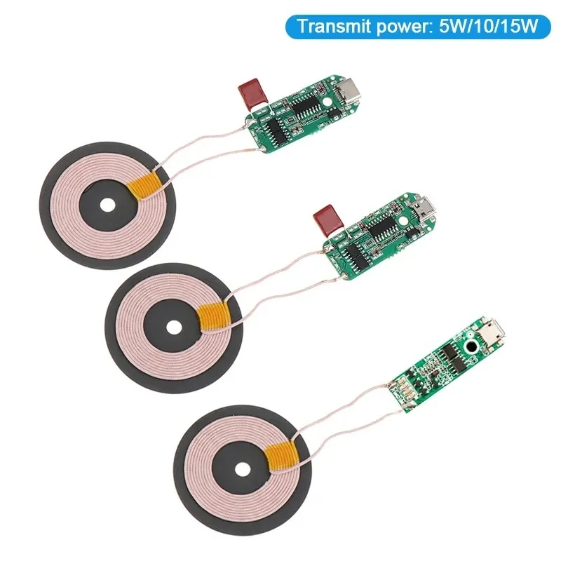 Módulo transmisor inalámbrico de 5V, placa de circuito de bobina de 5W/10W/15W, cargador inalámbrico de teléfono de carga rápida tipo C, accesorios