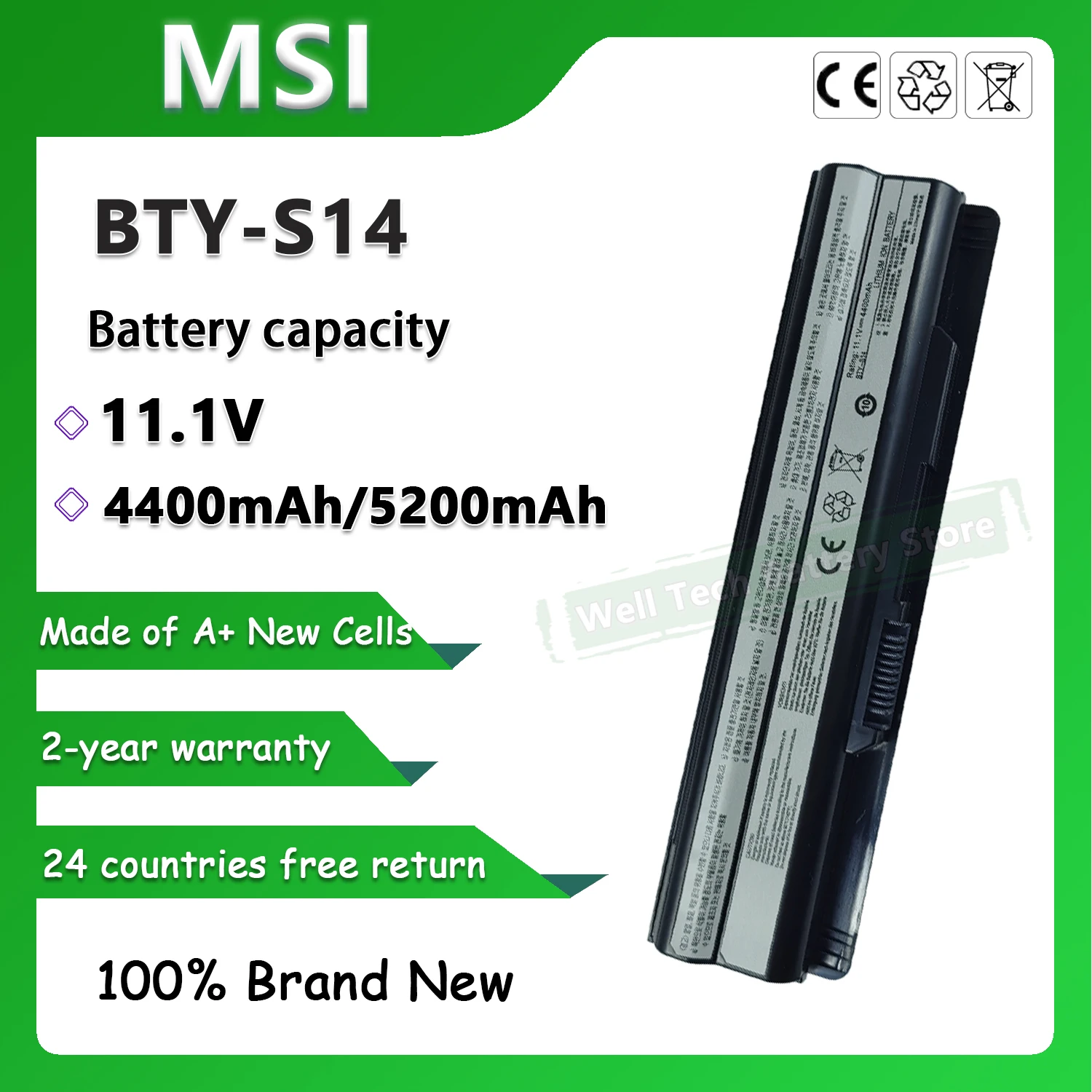 BTY-S14 Laptop Battery for MEDION Akoya Mini E1311 Series ,MD97107, MD97164 Series MSI FR700 CR650  FX420 FX603 FR620 GE620