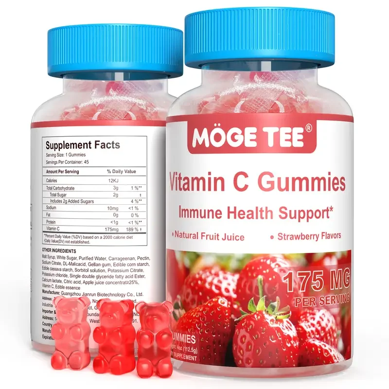 MOGE TEE Vitamin C Gummy Bears-Иммунная поддержка, клубничный аромат, 45 штук