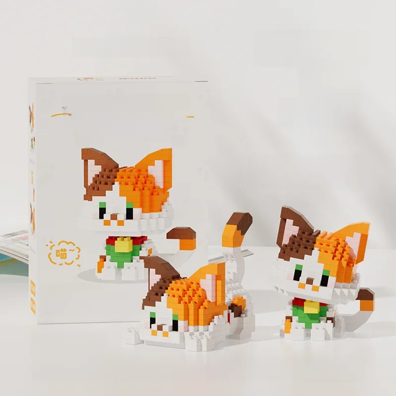 Blocs de construction à petites particules, série Kawaii Pet Cat Mmodel, ornements d'assemblage éducatifs, jouets d'anniversaire pour enfants