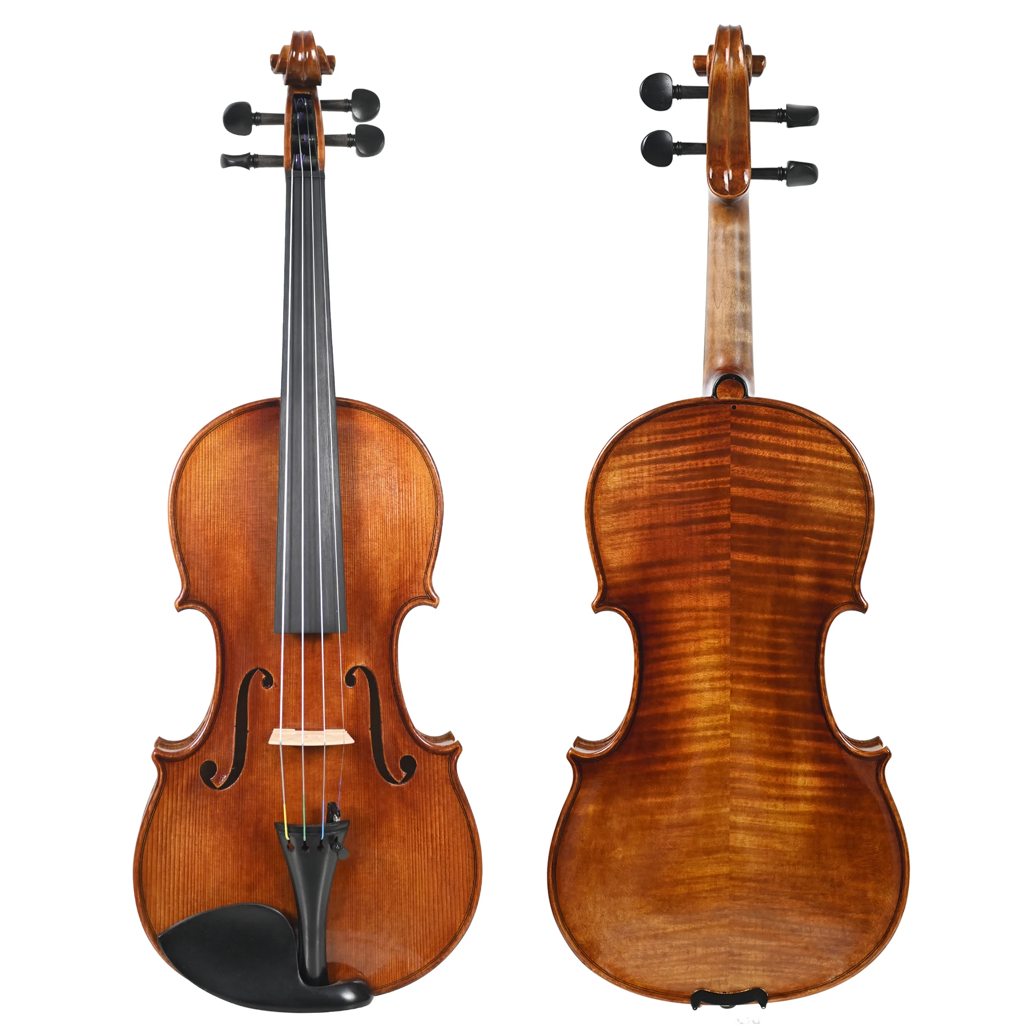 Professional Musical String Instrument High flame Maple handmade Stradivari Violin 4/4 3/4 1/2 1/4  for Beginner With Case